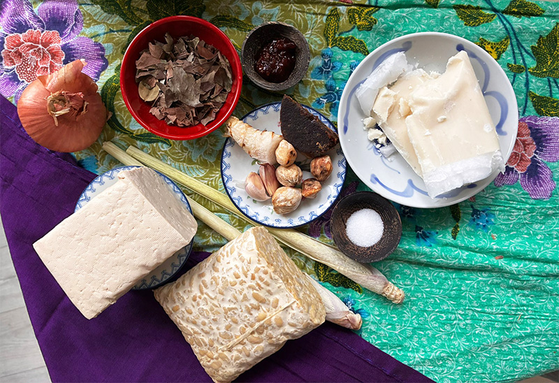 Tahoe -Tempe met Roedjak-kruiden ingredienten