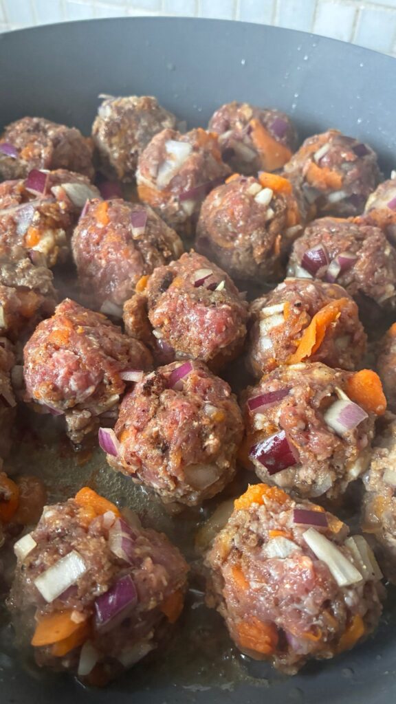 Lamb or mutton meatballs in the pan